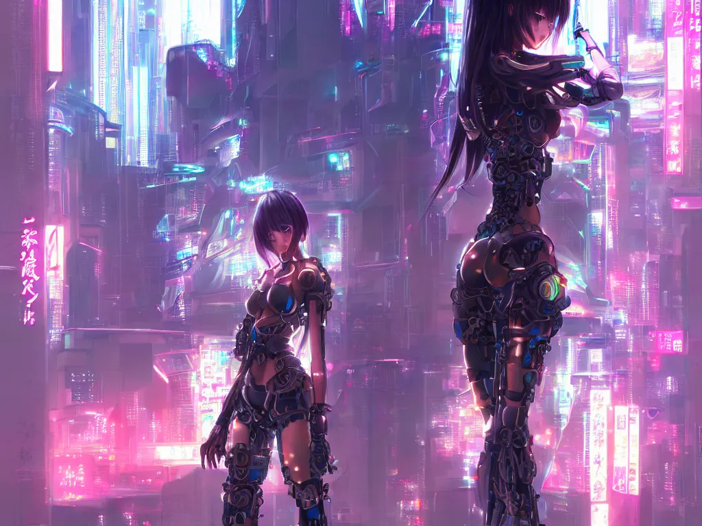 Prompt: anime visual of futuristic cyber warrior girl, in future cyberpunk neon light reflected tokyo rooftop, ssci - fi and fantasy, intricate and very beautiful and elegant, highly detailed, digital painting, artstation, concept art and smooth and sharp focus, illustration, art by huaixuan xiang and tian zi and alphonse mucha and wlop