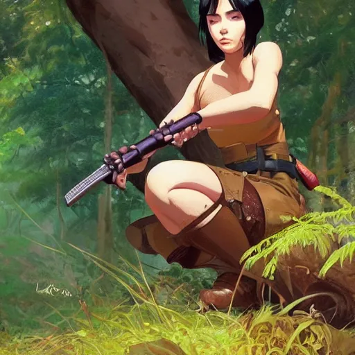Prompt: squirrel holding a katana in the forest, fine - face, realistic shaded perfect face, fine details. anime. realistic shaded lighting poster by ilya kuvshinov katsuhiro otomo ghost - in - the - shell, magali villeneuve, artgerm, jeremy lipkin and michael garmash and rob rey