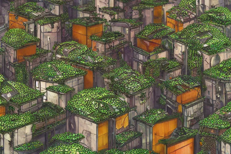 Prompt: futuristic foliage overgrowing detailed favela graveyard honeybee hive, art nouveau environment, industrial factory, award winning art, epic dreamlike fantasy landscape, ultra realistic,