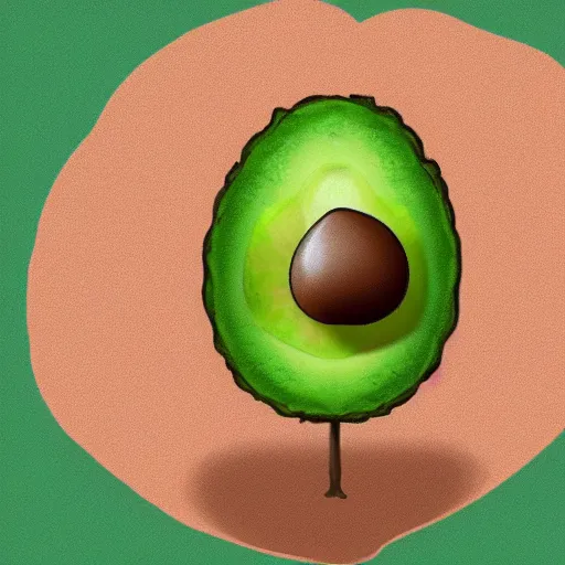 Image similar to bob ross as an avocado embryo