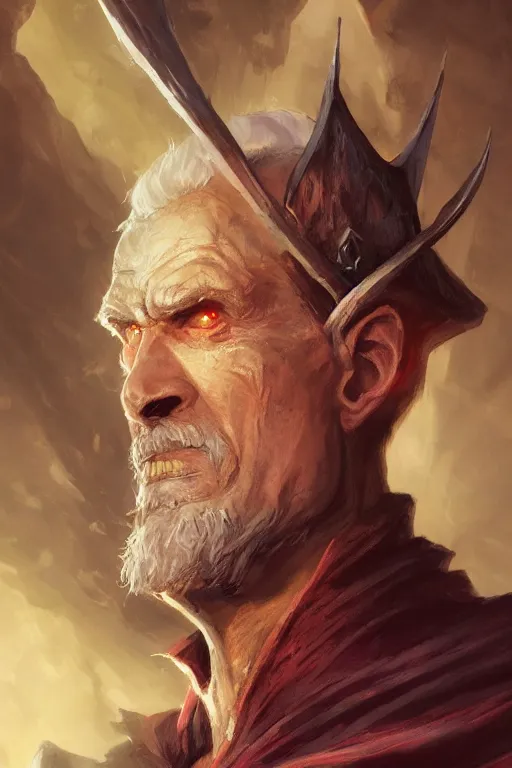 Image similar to dungeons and dragons evil wizard character closeup side profile portrait, dramatic light, dungeon background, 2 0 0 mm focal length, painted by stanley lau, painted by greg rutkowski, painted by stanley artgerm, digital art, trending on artstation