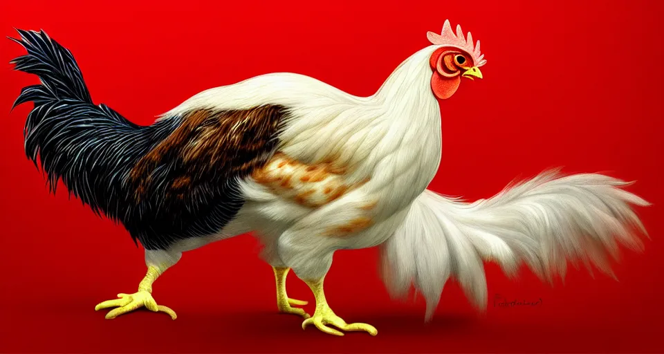 Image similar to a digital painting of a chicken - cat hybrid, hyperealism, award winning, stunning, trending on art - sation, highly detailed, cinematic lighting, 8 k, hd