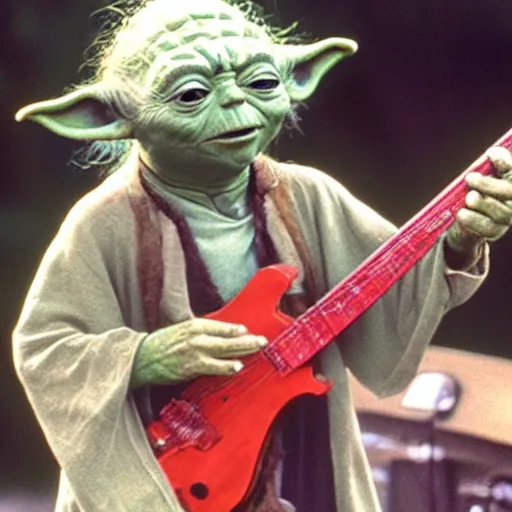 Image similar to yoda performing at woodstock