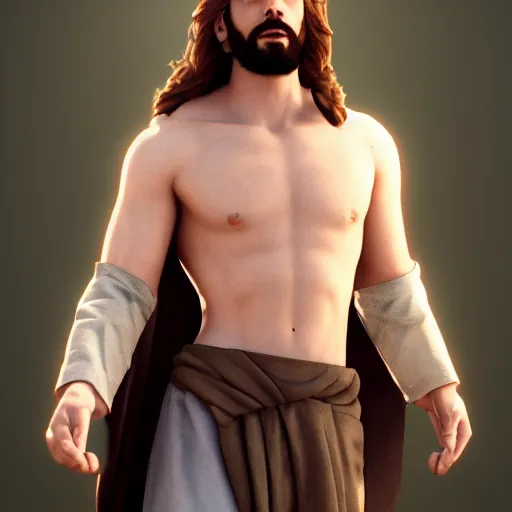 Image similar to jesus as a hype bestie, cgsociety, artstation, 8 k, high detalied,