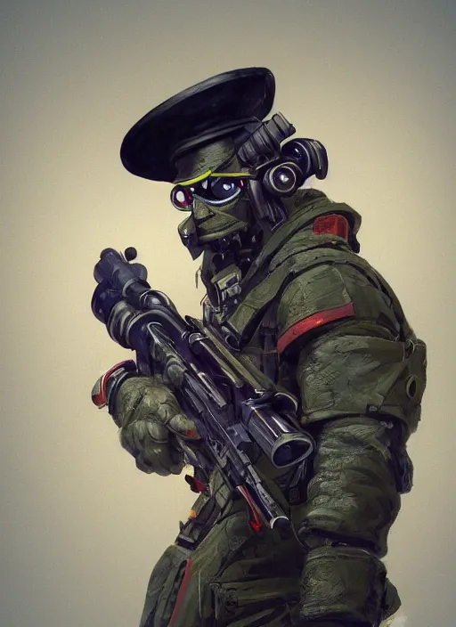 Image similar to an anthropomorphic beautiful male soldier portrait holding a science fiction sniper rifle wearing colourful robe, fine art, award winning, intricate, elegant, sharp focus, octane render, hyperrealistic, wizard hat cinematic lighting, highly detailed, digital painting, 8 k concept art, art by jamie hewlett and z. w. gu, masterpiece, trending on artstation, 8 k