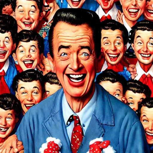 Prompt: Ed Grimley in a Where’s Waldo image, painted by Norman Rockwell