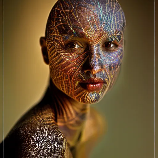 Prompt: award winning photography, woman with translucent skin alex grey sryle, leica 1 0 0 mm f 0. 8