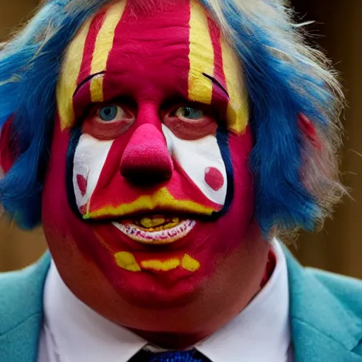 Image similar to boris johnson in clown makeup