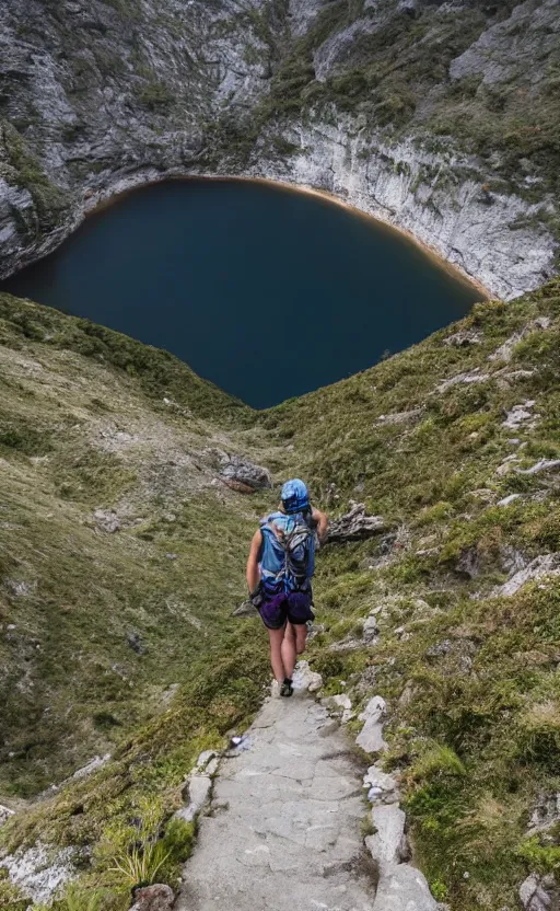 Image similar to We climbed the mountain Up impossible black cliffs Touching clouds But the path down Has been blocked, So we climb again Our eyes ever-focused On the crystal waters Of the valley below