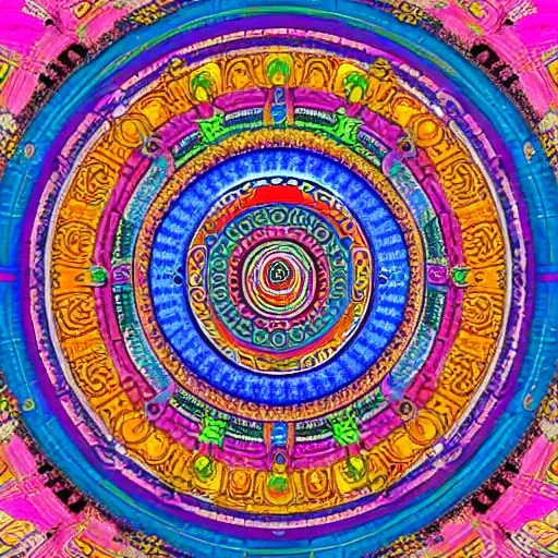 Prompt: A beautiful Buddhist Mandala, hyper-detailed, rainbow color scheme ::