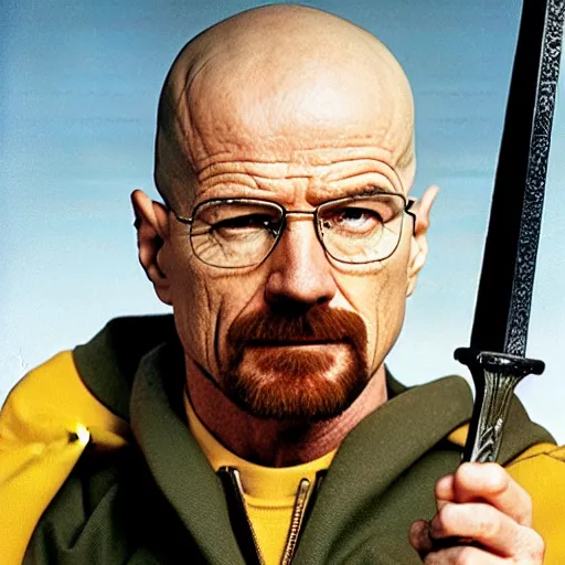 Image similar to walter white holding a sword