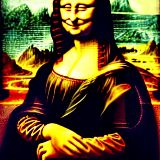 Image similar to mona lisa with a black eye