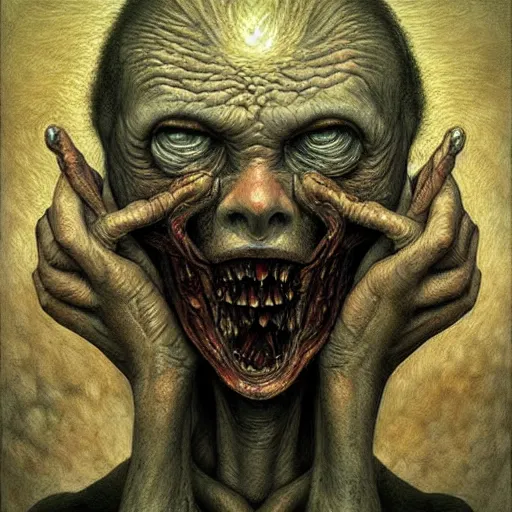 Image similar to a hyperrealistic painting of cosmic horror, by anton semenov and santiago caruso, highly detailed, vivid color,