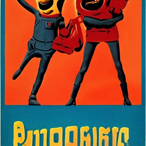 Prompt: soviet poster of minions