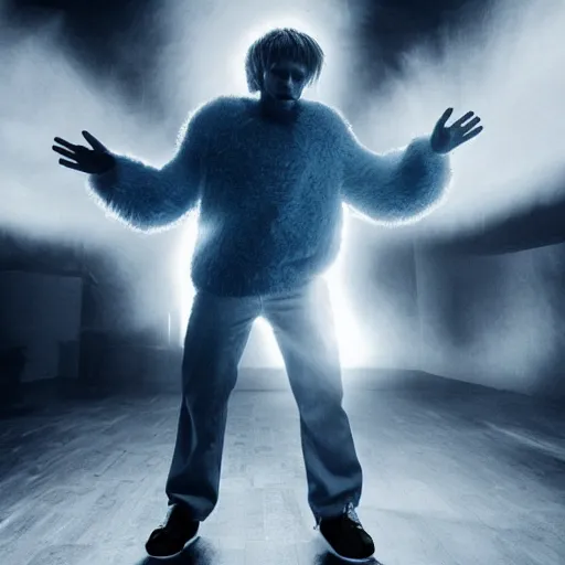 Prompt: shaggy tranforming into his eternal multiarmed form, incricate detail, volumetric lighting, high energy