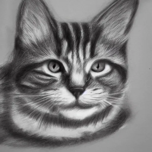 Image similar to a charcoal sketch of a tabby cat