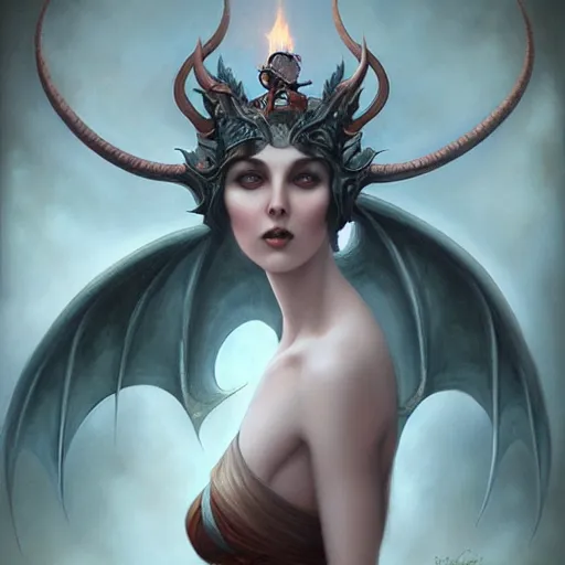 Prompt: mythical dragon by Tom Bagshaw