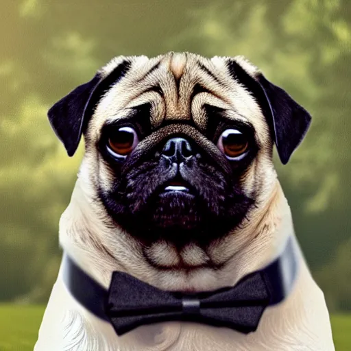 Image similar to a pug president of the usa. in the oval. formal. beautiful. high resolution. highly realistic. close - up.