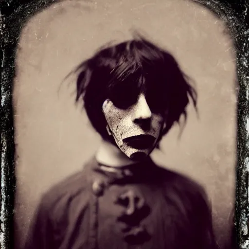 Image similar to a creepy demon, a character portrait, photograph by Kyle Thompson, Victorian England, deviantart, gothic art, deviantart, tintype photograph, goth