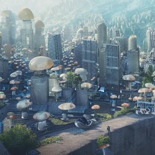 City on a mountain buildings in the form of stable diffusion openart