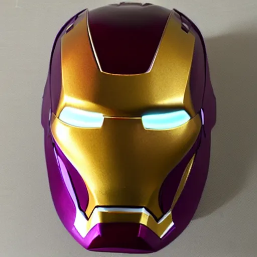 Prompt: purple and gold iron man mask