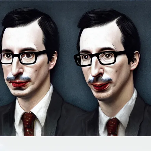 Image similar to photo booth, john oliver and adam driver, john oliver, adam driver, full body, elegant, beautiful, highly detailed, centered, dark, smokey, digital painting, concept art, smooth, sharp focus, illustration, deviant art, art by greg rutkowski