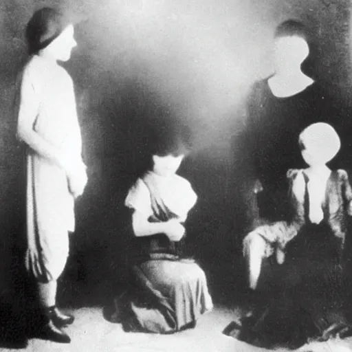 Image similar to creepy 1920 photo taken during a séance showing a spirit medium manifesting ectoplasm