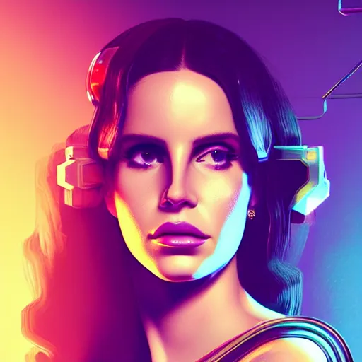 Prompt: portrait of lana del rey as a cyborg. intricate abstract. intricate artwork cyberpunk by tooth wu, wlop, beeple, dan mumford. octane render, trending on artstation, greg rutkowski ruan jia, cinematic, hyper realism, unreal 4, high detail, octane render, 8 k, key art, iridescent accents