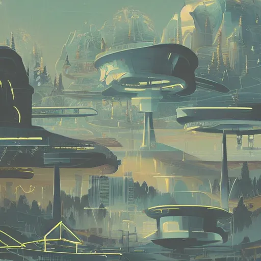Prompt: beautiful happy picturesque charming organic utopian futuristic sci - fi town integrated in nature. beautiful light. grainy and rough. soft colour scheme. beautiful artistic vector graphic design art by lurid. ( 2 0 2 2 )