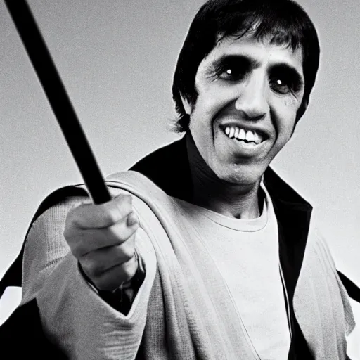 Prompt: 40-year-old Adriano Celentano playing a Jedi in 1980