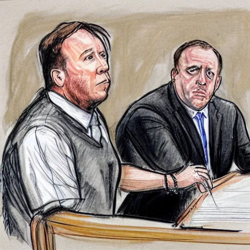 Image similar to alex jones courtroom sketch court trial