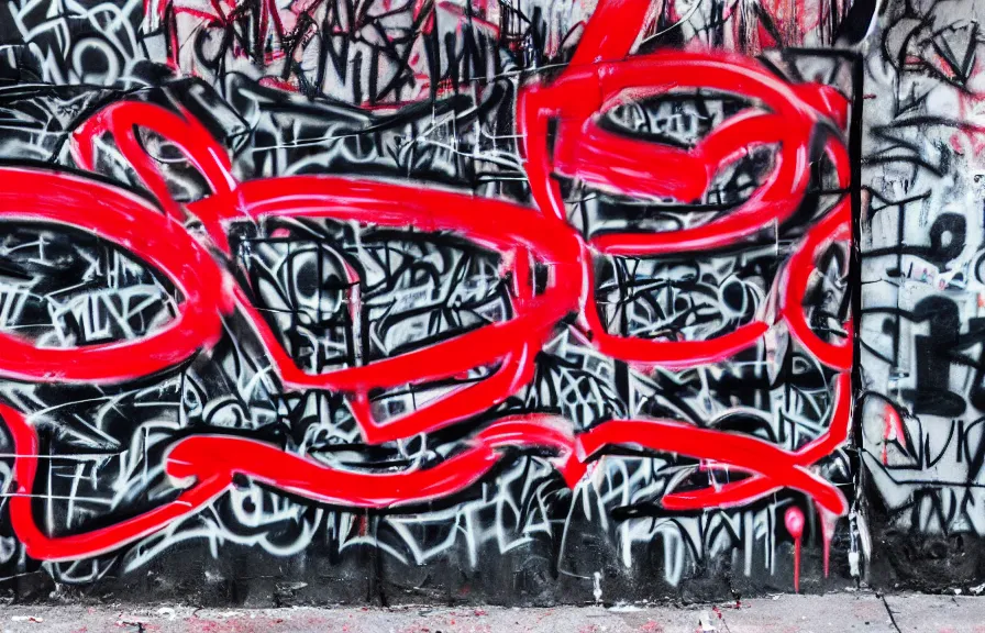 Prompt: new york underground graffiti, red and black, 4k