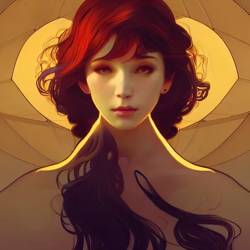 Virgo, ambient lighting, 4k, alphonse mucha, lois van Stable