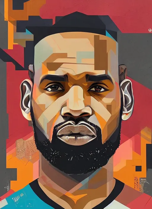 Prompt: symmetry!! portrait of lebron james by sachin teng, organic, cables, matte painting, geometric shapes, hard edges! graffiti, street art