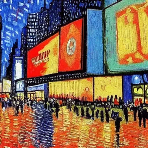 Image similar to time square painted by van gogh