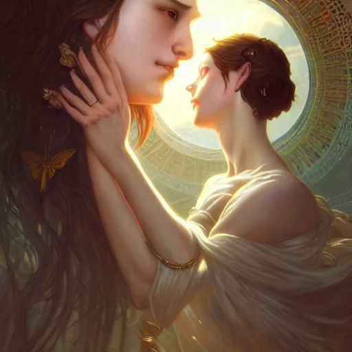 Image similar to pure love is patient love is kind ; ultra realistic, concept art, intricate details, eerie, haunting, highly detailed, photorealistic, octane render, 8 k, unreal engine. art by artgerm and greg rutkowski and charlie bowater and magali villeneuve and alphonse mucha