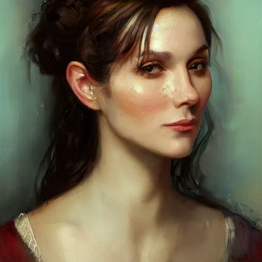 Image similar to portrait of a french woman ( 3 5 ) from france in 2 0 2 1, an oil painting by ross tran and thomas kincade