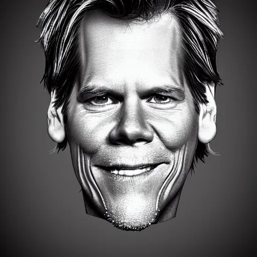 Image similar to ultra detailed kevin bacon on a slice of bacon in a hamburger rendered by octane digital painting inspired by arcimboldo