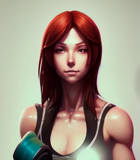 Prompt: beautiful portrait of a gorgeous personal trainer who looks like Nami , character design by charlie bowater, ross tran, artgerm, and makoto shinkai, detailed, soft lighting, rendered in octane