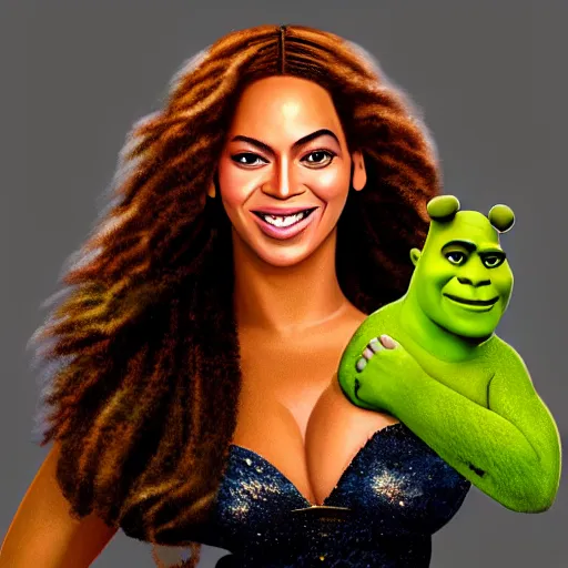 Prompt: starring Beyoncé as Shrek. Pixar. Portrait.