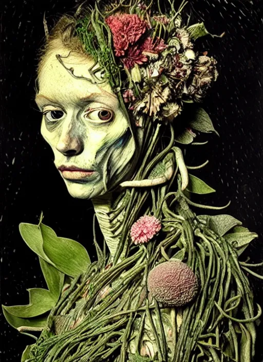 Prompt: beautiful and detailed rotten woman made of plants and many different types of flowers, muscles, intricate, organs, ornate, surreal, john constable, guy denning, dan hillier, manera, van gogh, caravaggio