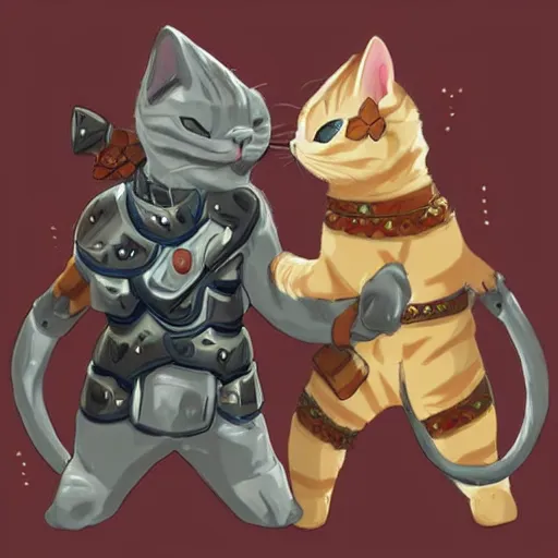 Prompt: battle armor wearing cute cats