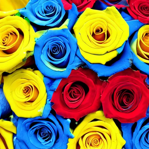Glitter roses aka HKstyle blue and yellow