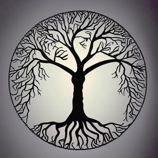 Prompt: tree of life made of flesh, bones,