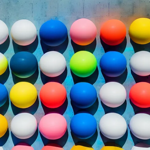 Prompt: hd photo of a modern kitchen filled with beach balls