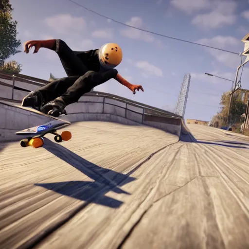 Image similar to Skate 4 videogame gameplay, screenshot in-game, photorealistic, 4k, hd