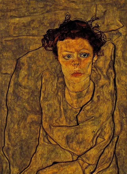 Image similar to shadows in the dark, backlight, extremely realistic and highly detailed painting by egon schiele, soft light, gold ratio