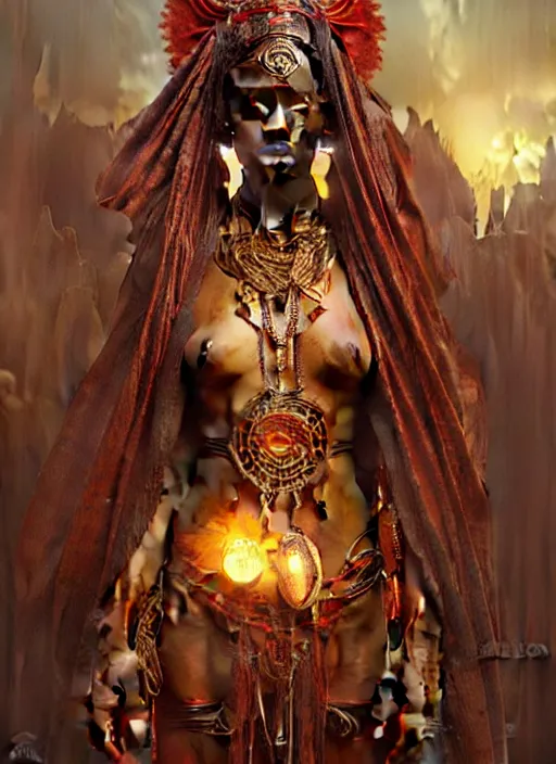 Image similar to : african shamen Shango fantasy, fantasy magic, , intricate, sharp focus, illustration, highly detailed, digital painting, concept art, matte, art by WLOP and Artgerm and Greg Rutkowski and Alphonse Mucha, masterpiece