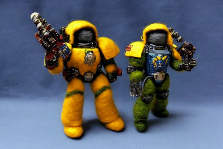 Image similar to needle felted warhammer space marine