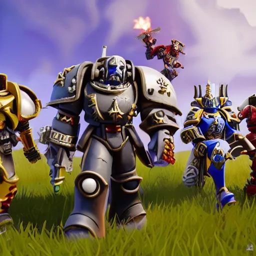 Image similar to warhammer 4 0 k in fortnite, collab